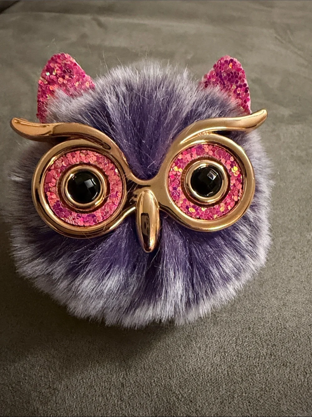 Faux Fur Owl Keychain Charm - Multicolor Options B 25